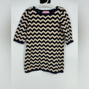 Lilly Pulitzer Little Girls S (4-5) Santana Chevron Navy Gold Sweater Dress